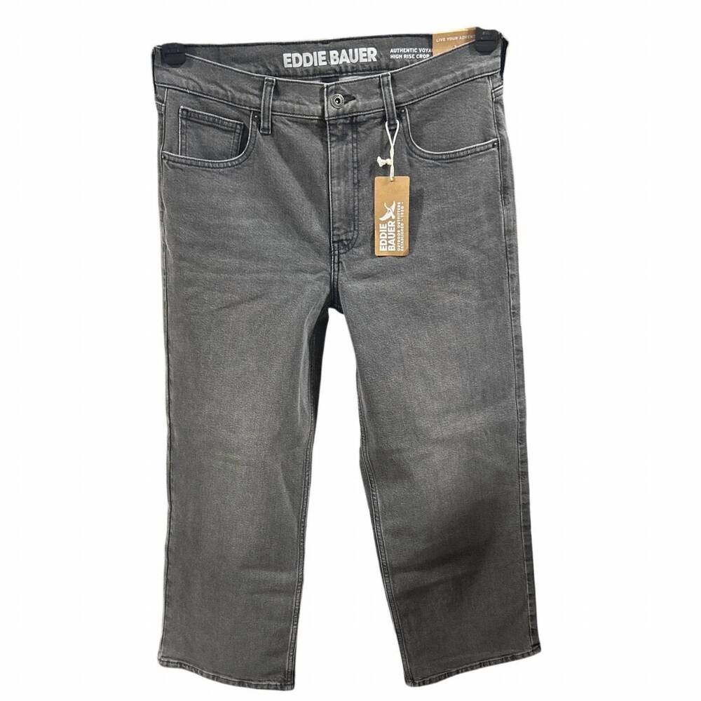 NEW EDDIE BAUER women's authentic voyager high rise crop jeans in washed black